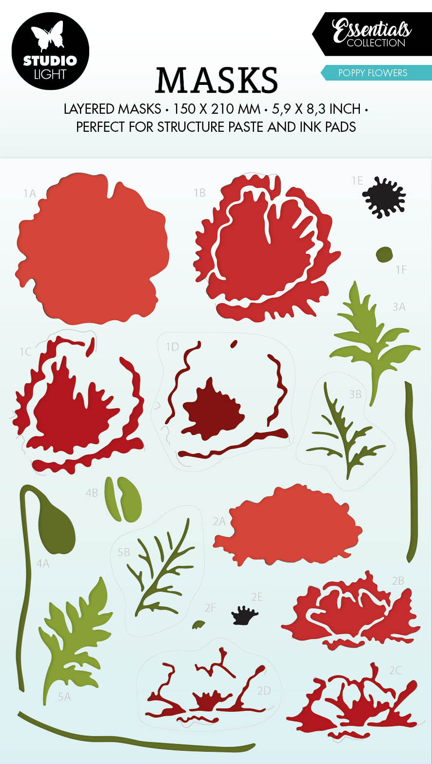 SL Mask Poppy Flowers Essentials 150x210x1mm 1 PC nr.196