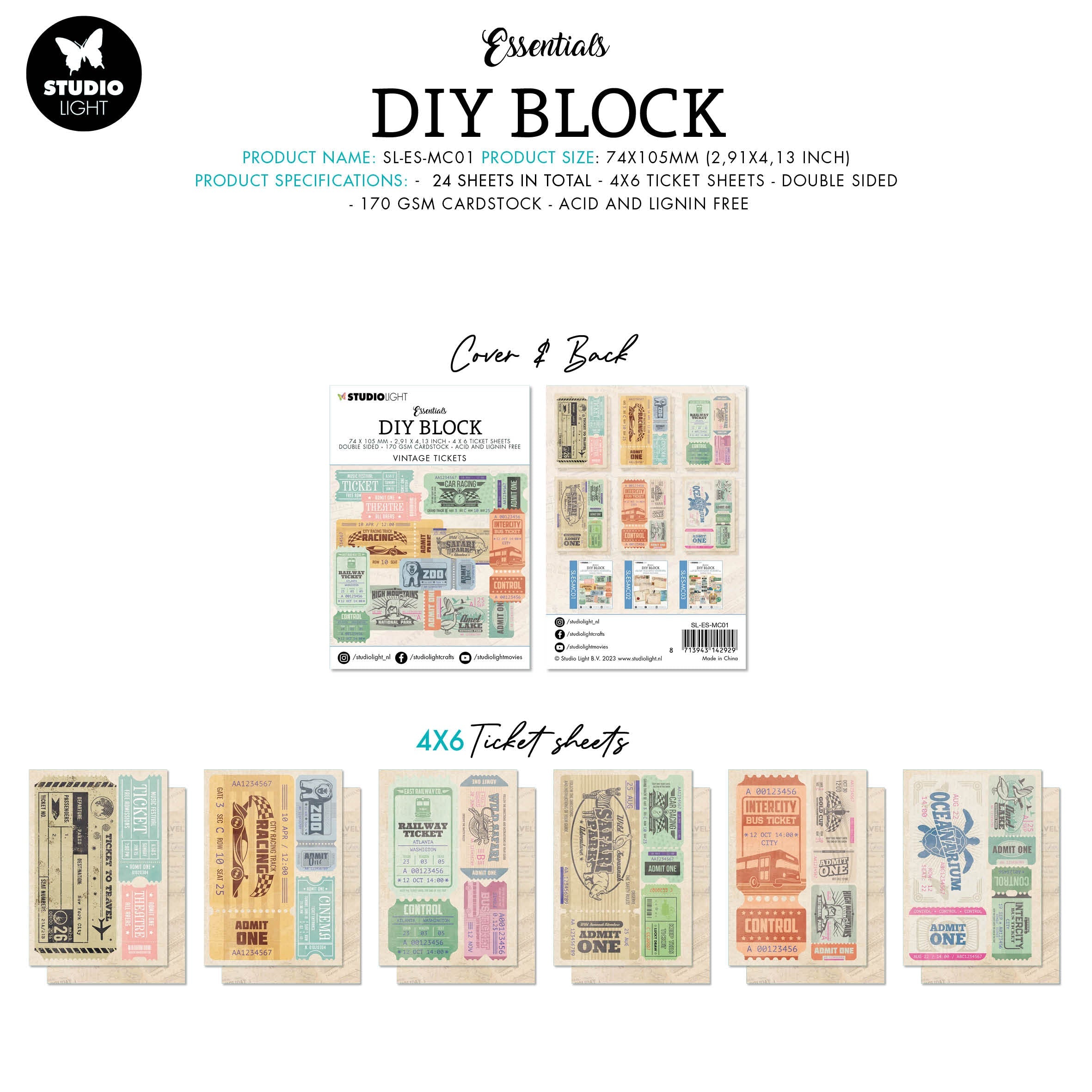 SL DIY Block Mini Vintage Tickets Essentials 74x105x9mm24 SH nr.01