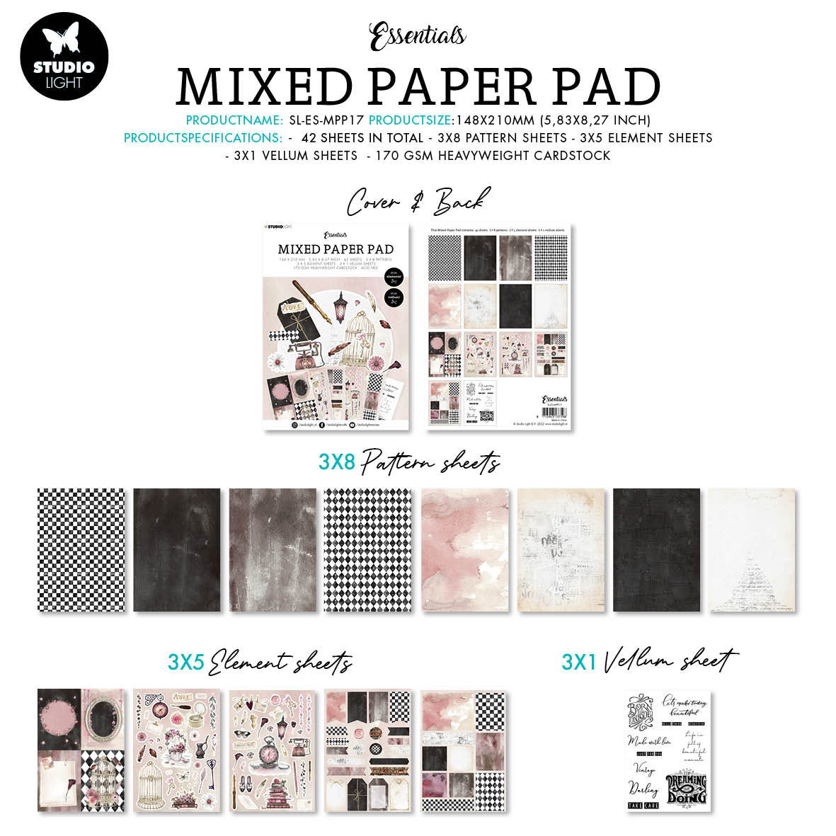 SL Mixed Paper Pad Pattern Paper Essentials 148x210x9mm 42 SH nr.17