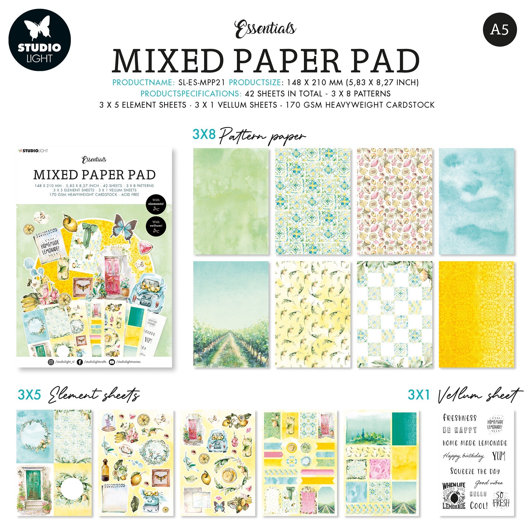 SL Mixed Paper Pad Fresh Citrus Essentials 148x210x9mm 42 SH nr.21