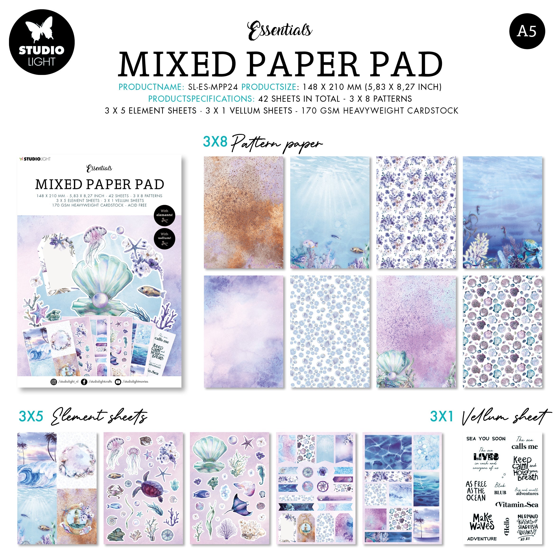 SL Mixed Paper Pad Underwater World Essentials 148x210x9mm 42 SH nr.24