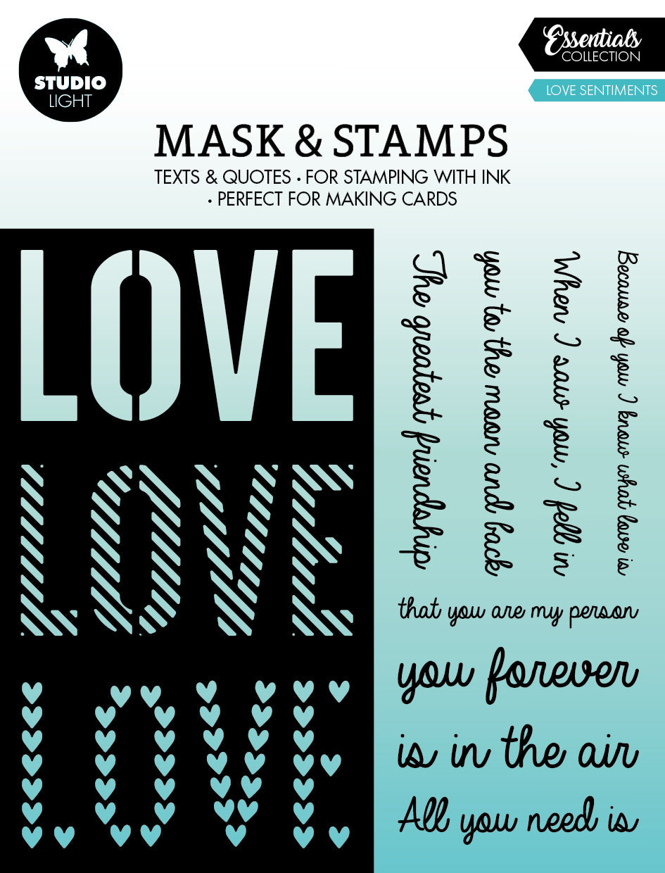 SL Mask & Stamp Love Sentiments Essentials 155x155x3mm 9 PC nr.01