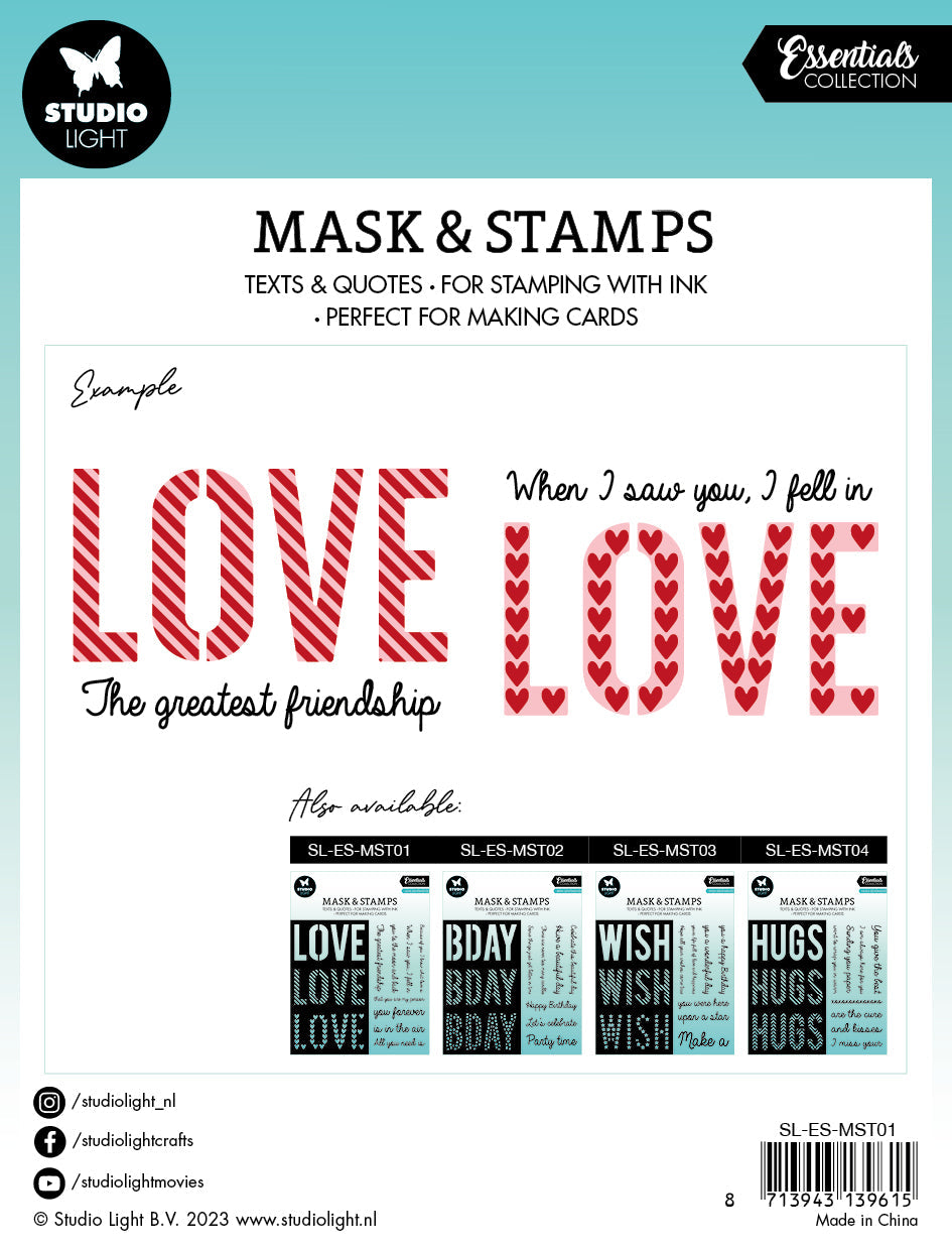 SL Mask & Stamp Love Sentiments Essentials 155x155x3mm 9 PC nr.01