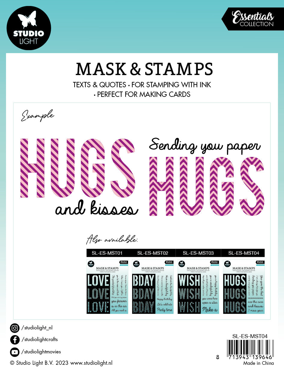 SL Mask & Stamp Hugs Sentiments Essentials 155x155x3mm 9 PC nr.04