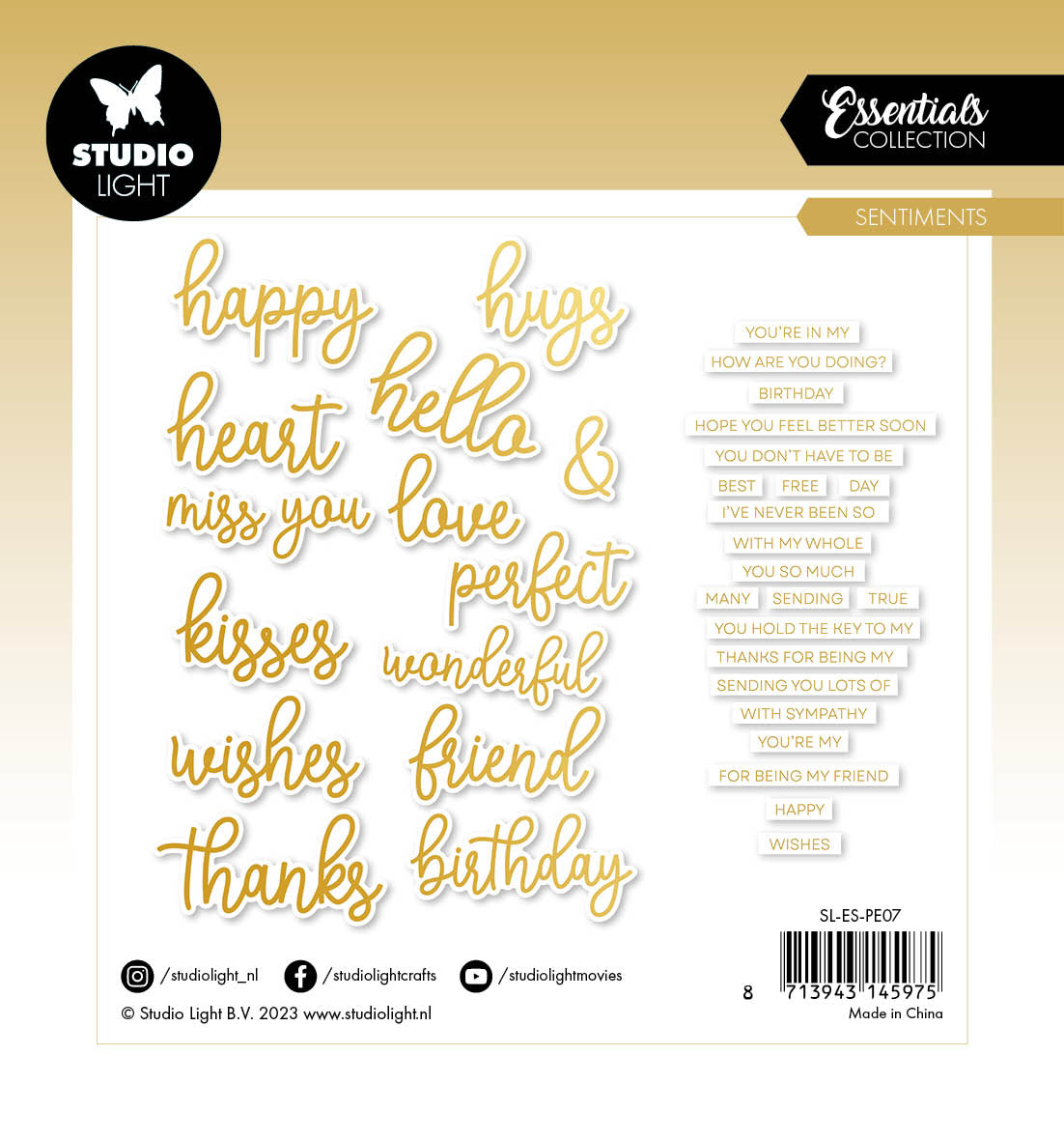 SL Paper Elements Sentiments Gold Foil Essentials 140x150x5mm 35 PC nr.07