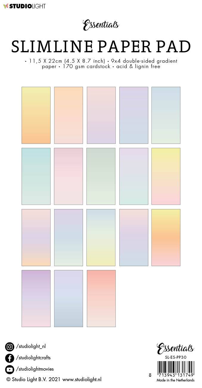 SL Paper Pad Double Sided Gradient Pastel Slimline Essentials 115x220x5mm 36 sh nr.30