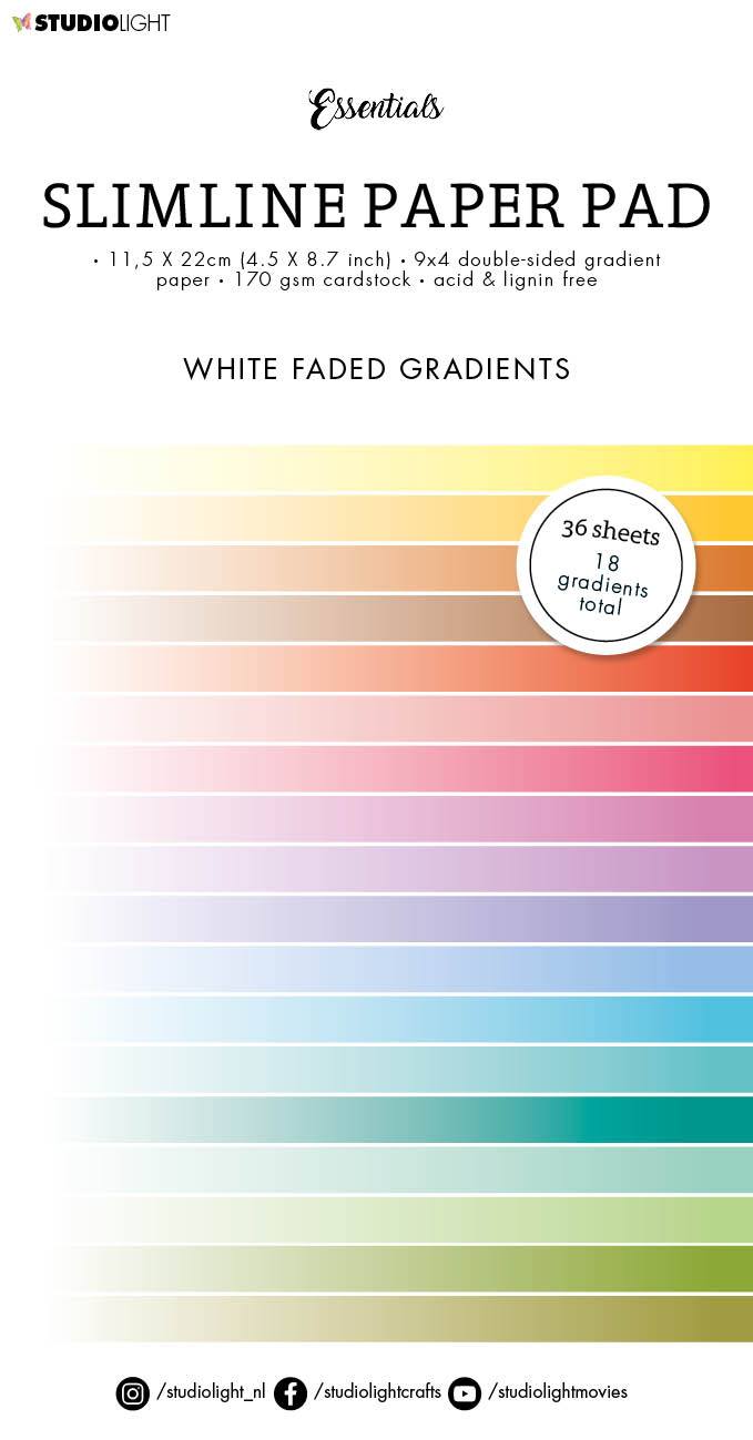 SL Paper Pad Double Sided Gradient White Fade Slimline Essentials 115x220x5mm 36 sh nr.31