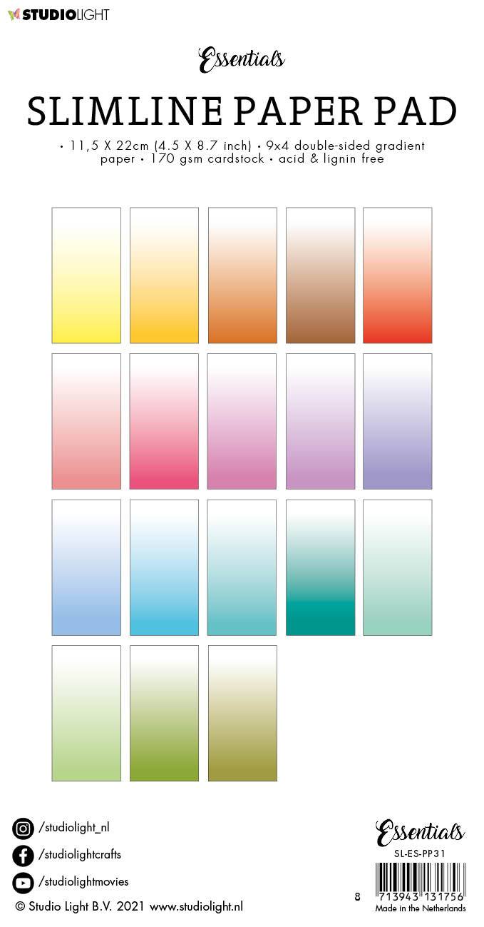 SL Paper Pad Double Sided Gradient White Fade Slimline Essentials 115x220x5mm 36 sh nr.31