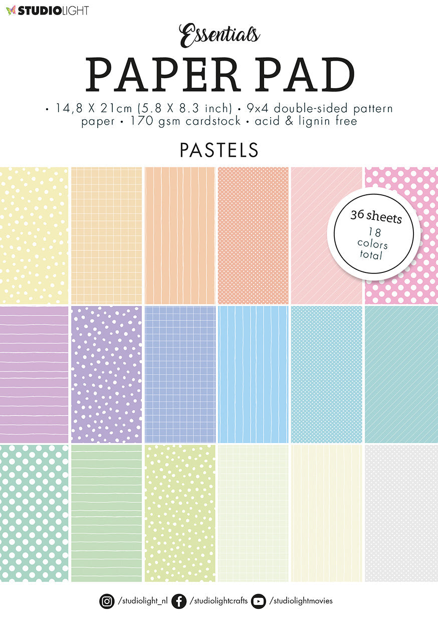 SL Paper Pad Double Sided Unicolor Patterns Pastel Essentials 210x148x9mm 36 SH nr.40