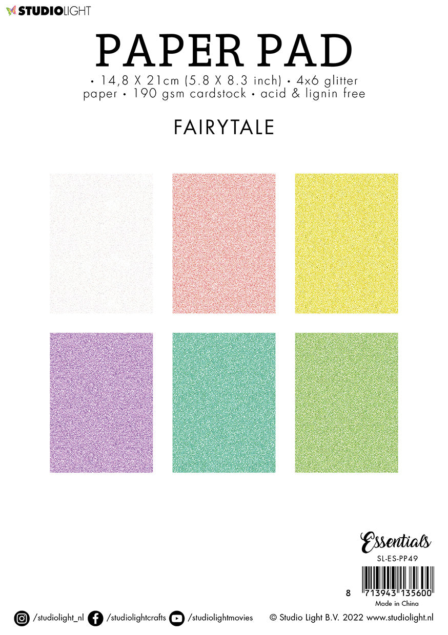 SL Paper Pad Glitter Paper Fairytale Essentials 148x210x9mm 24 SH nr.49