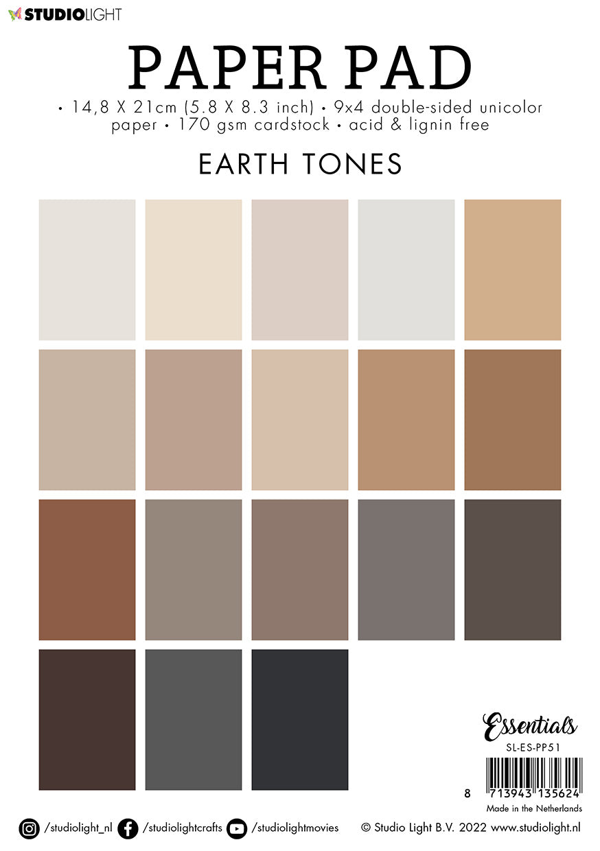 SL Paper Pad Double Sided Unicolor Earth Tones Essentials 148x210x9mm 36 SH nr.51