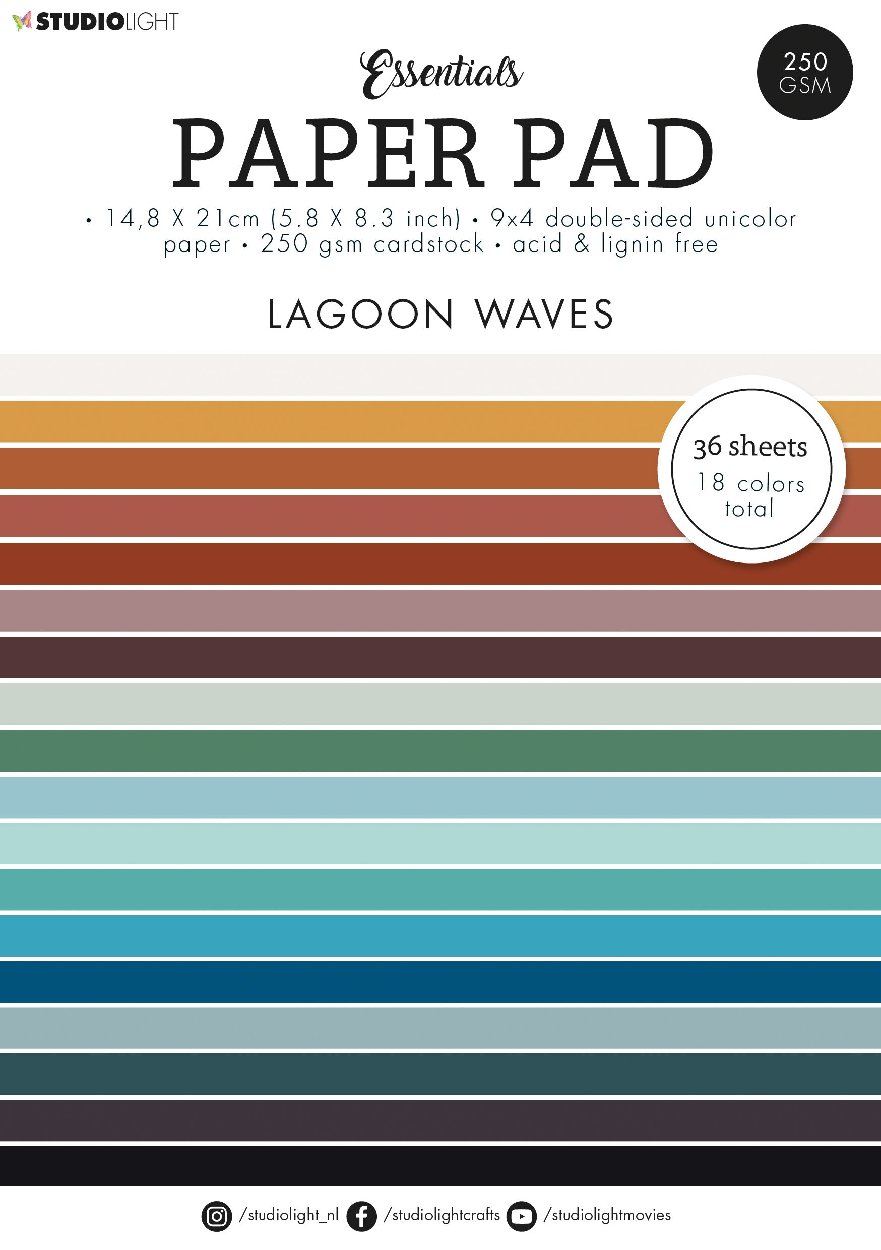 SL Paper Pad Unicolor Paper Lagoon Waves Essentials 210x148x9mm 36 SH nr.89