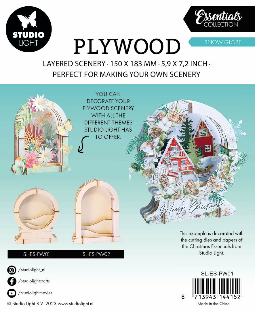 SL Plywood Snow Globe Essentials 150x183x12mm 9 PC nr.01