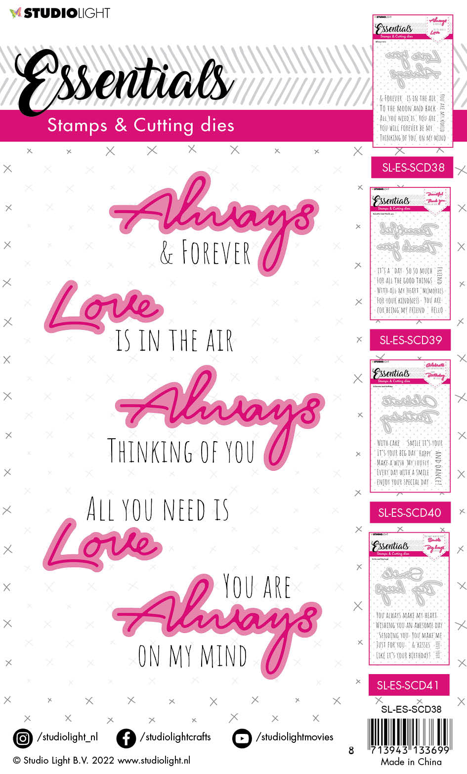 SL Stamps & Cutting Die Always Love Essentials 148x191x1mm 14 PC nr.38