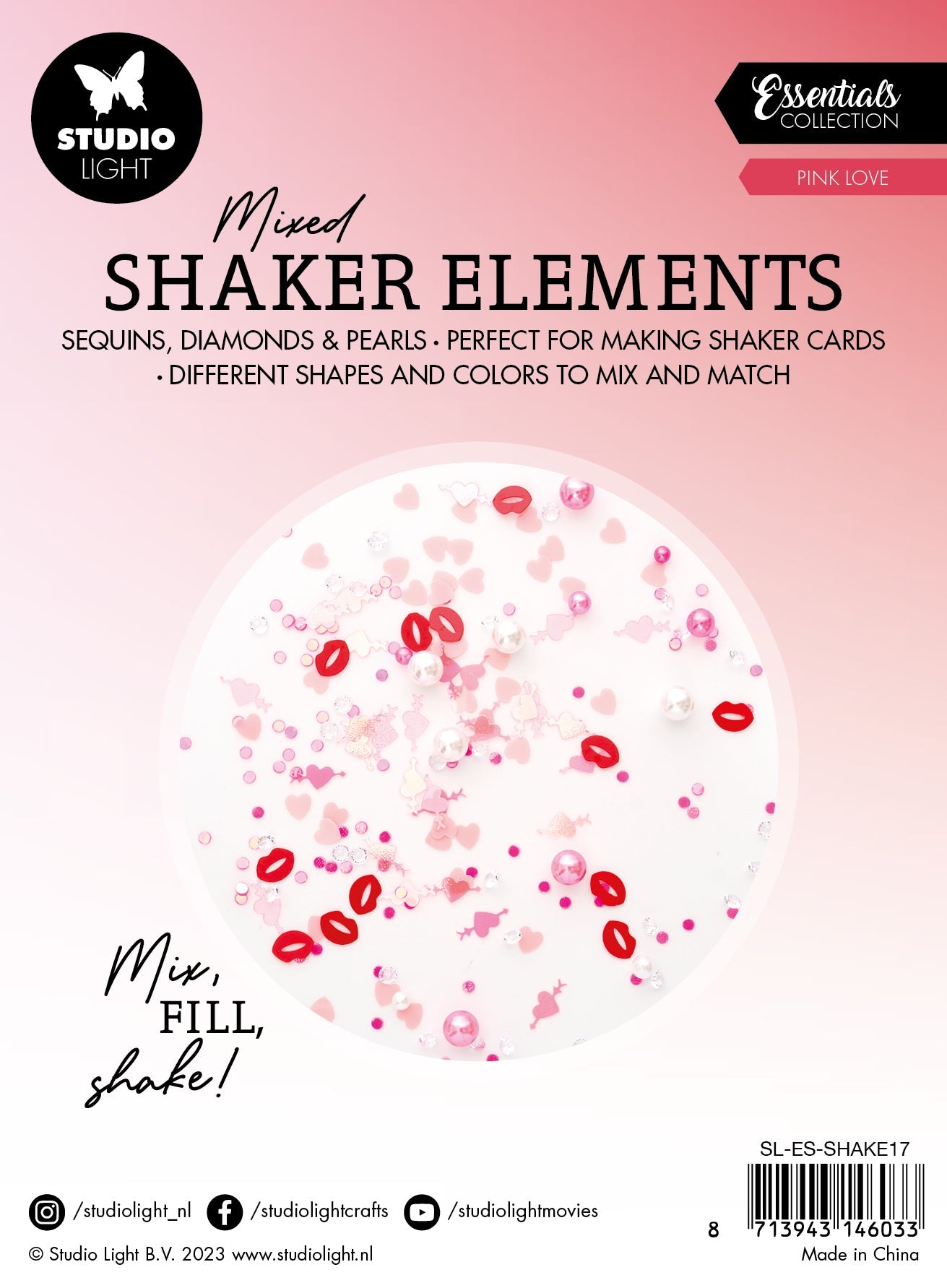 SL Shaker Elements Pink Love Essentials 151x111x12mm 6 PC nr.17