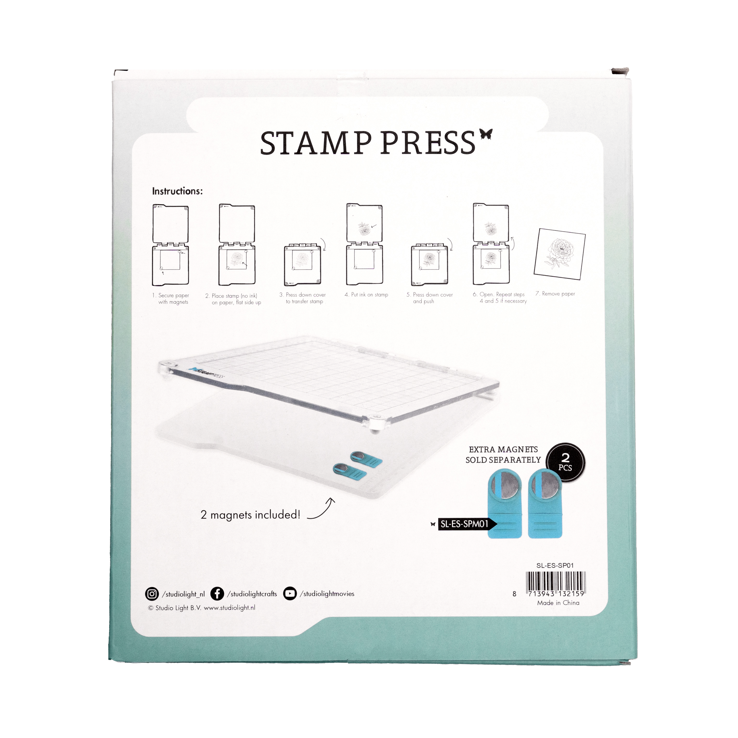 SL Stamp Press Incl. 2 Magnets Essential Tools 160x160x20mm 3 PCS nr.01