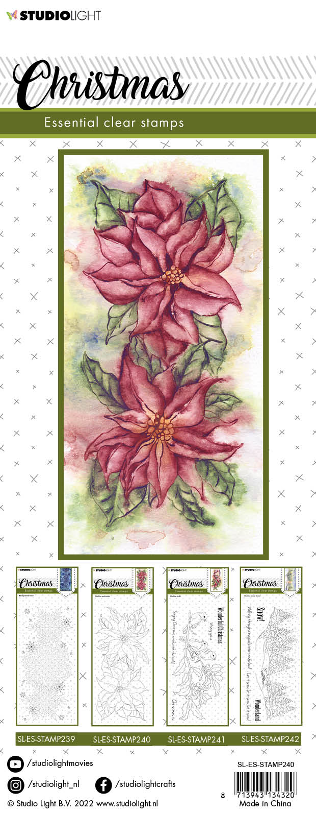 SL Clear Stamp Christmas Slimline Poinsettia Essentials 105x210x3mm 1 PC nr.240