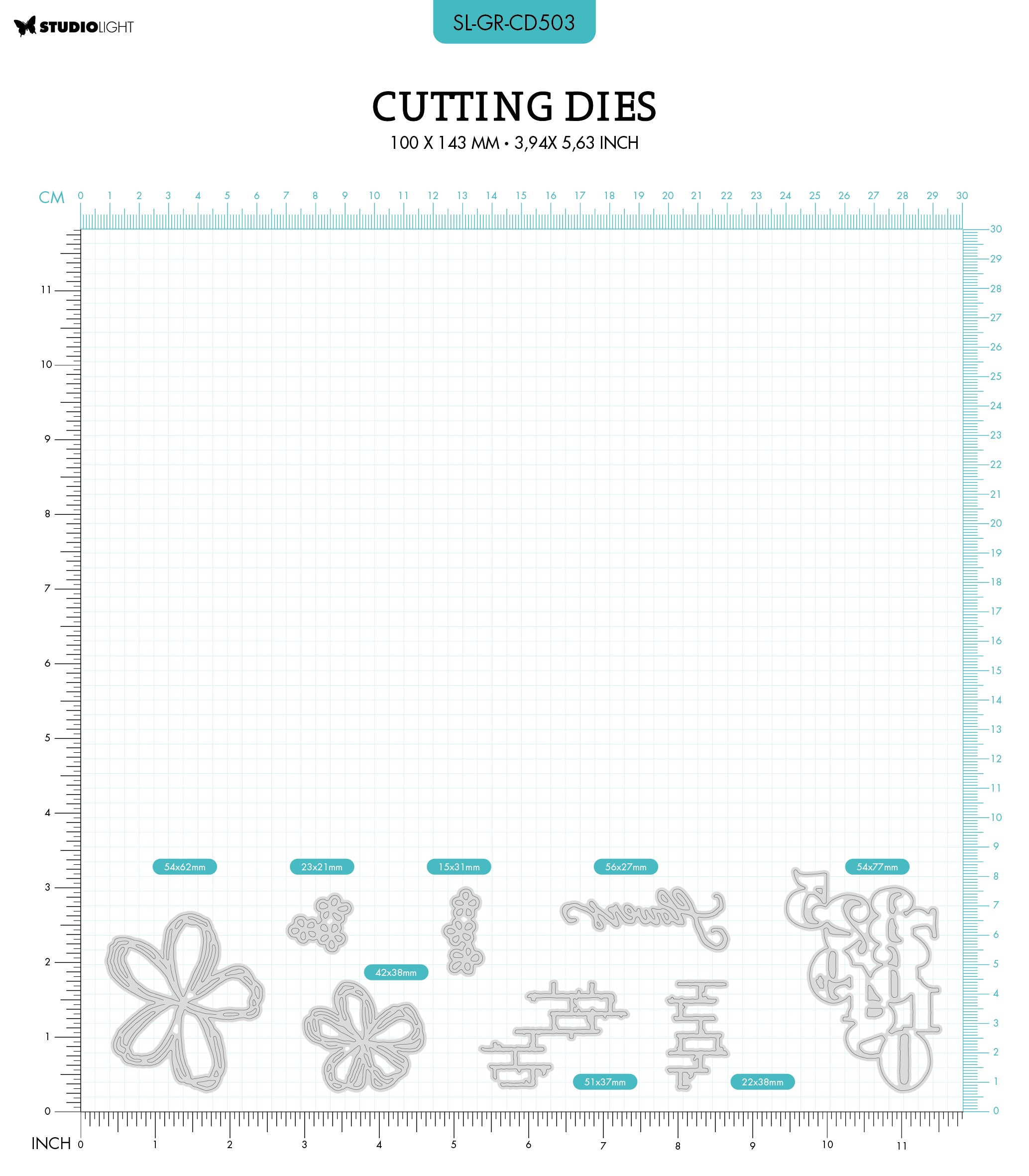 SL Cutting Die Numbers & Flowers Grunge Collection 98x141x1mm 8 PC nr.503