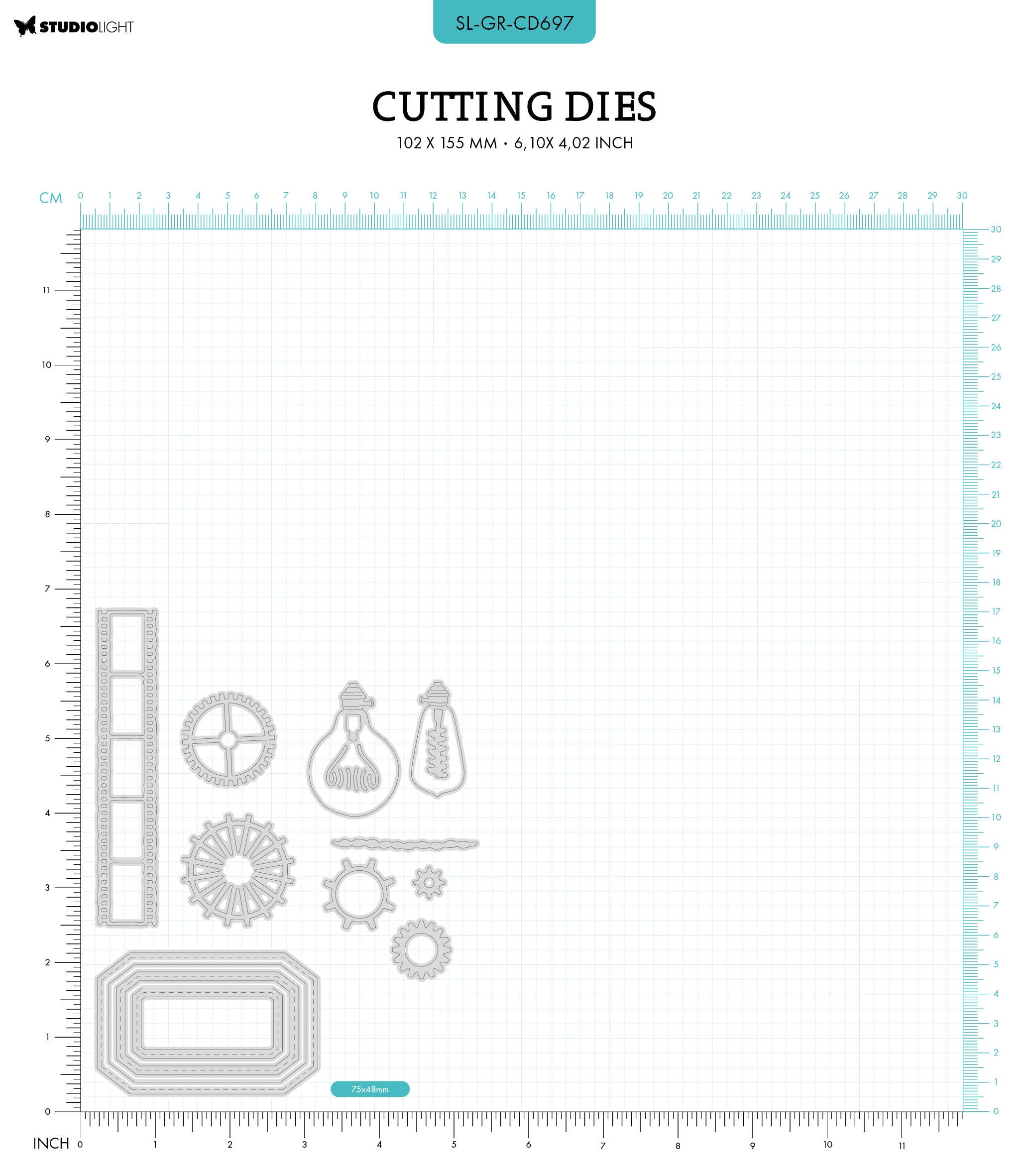 SL Cutting Die Invention Elements Grunge Collection 102x155x1mm 13 PC nr.697