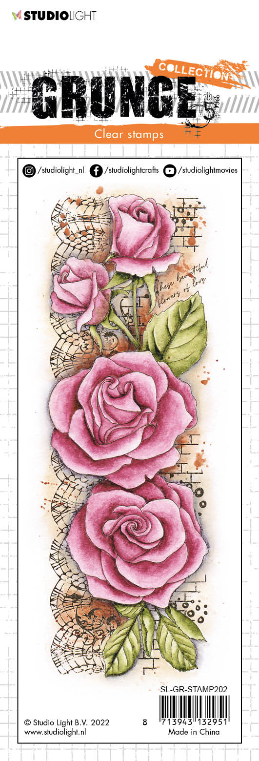 SL Clear Stamp Roses Grunge Collection 210x74x3mm 1 PC nr.202