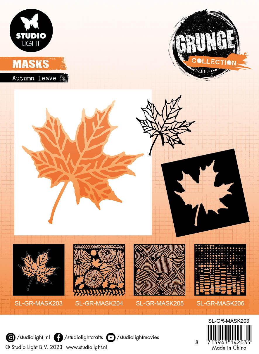 SL Mask Autumn Leaf Grunge Collection 150x150x1mm 1 PC nr.203