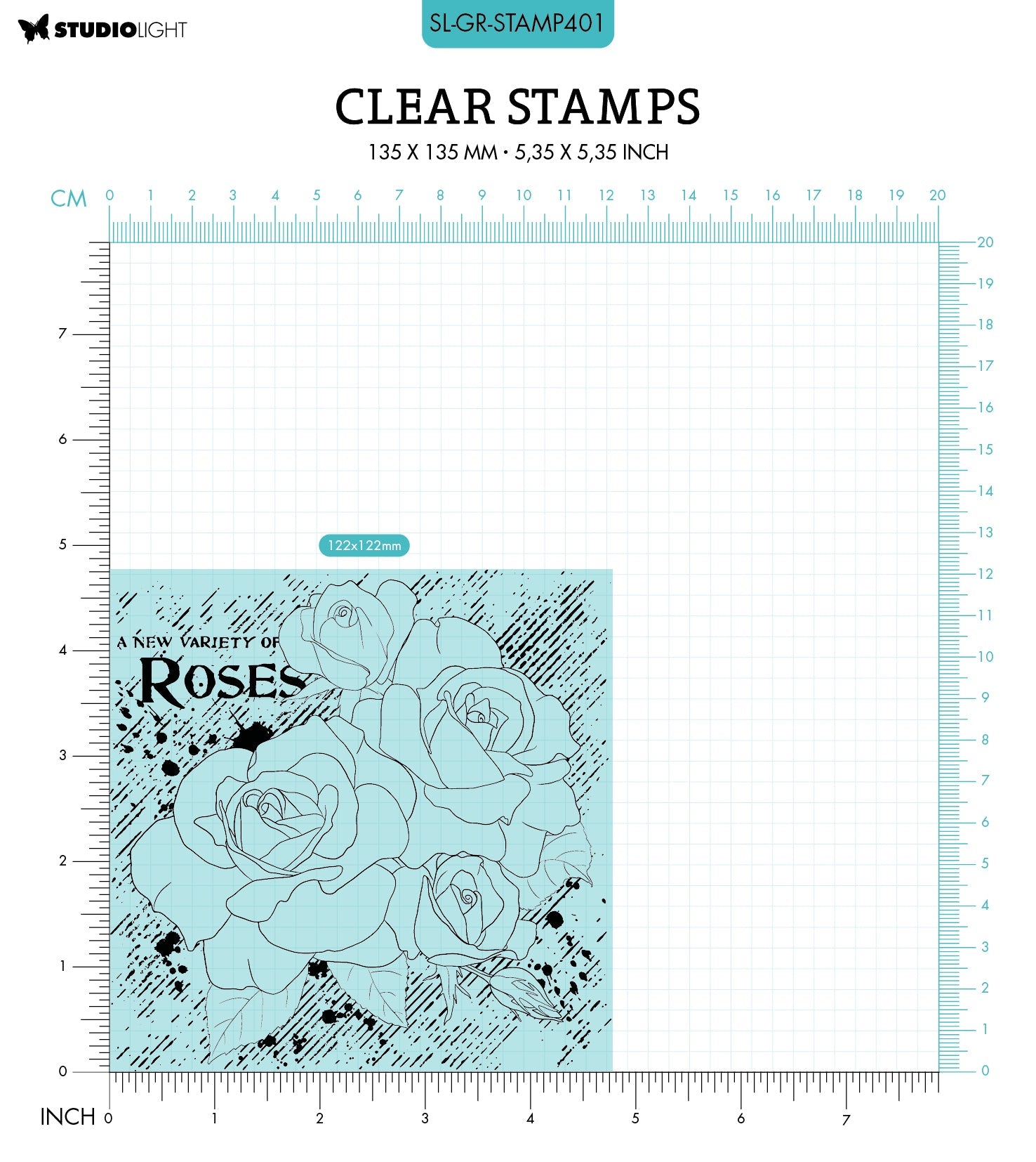 SL Clear Stamp Roses Grunge Collection 122x122x3mm 1 PC nr.401