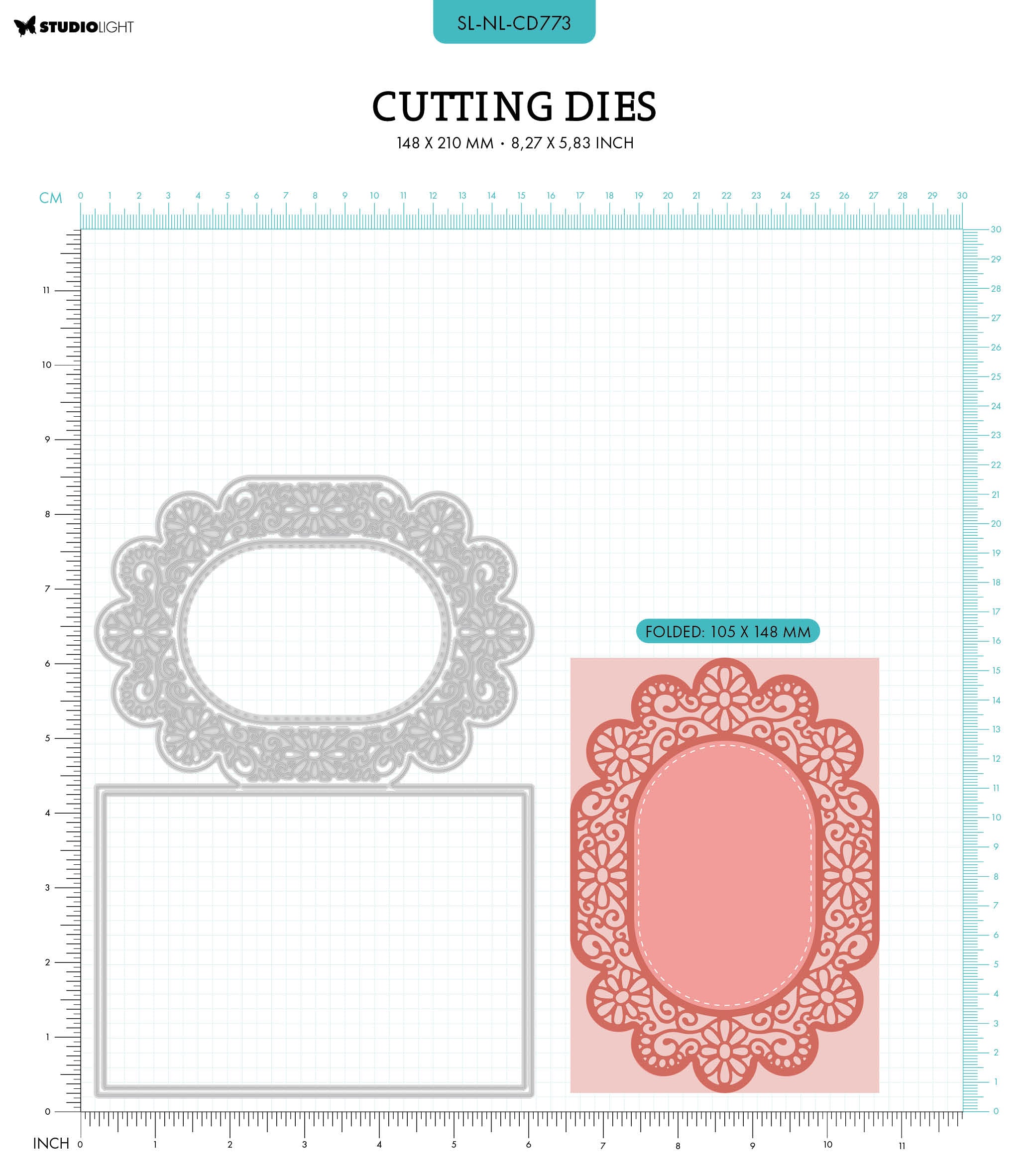 SL Cutting Dies Doily Card Shape Nature Lover 148x210x1mm 4 PC nr.773