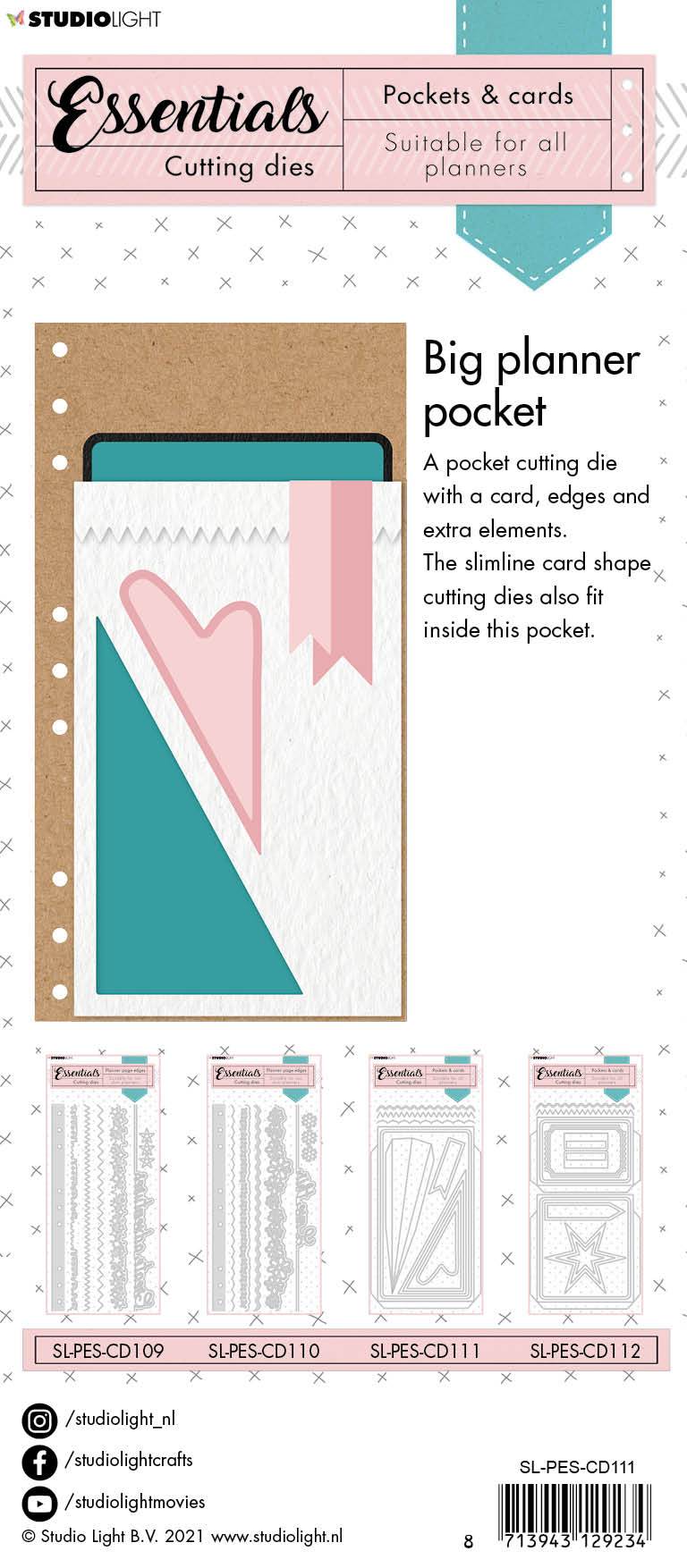 SL Cutting Die Pocket And Label Heart Planner Essentials 125x235x1mm 1 PC nr.111