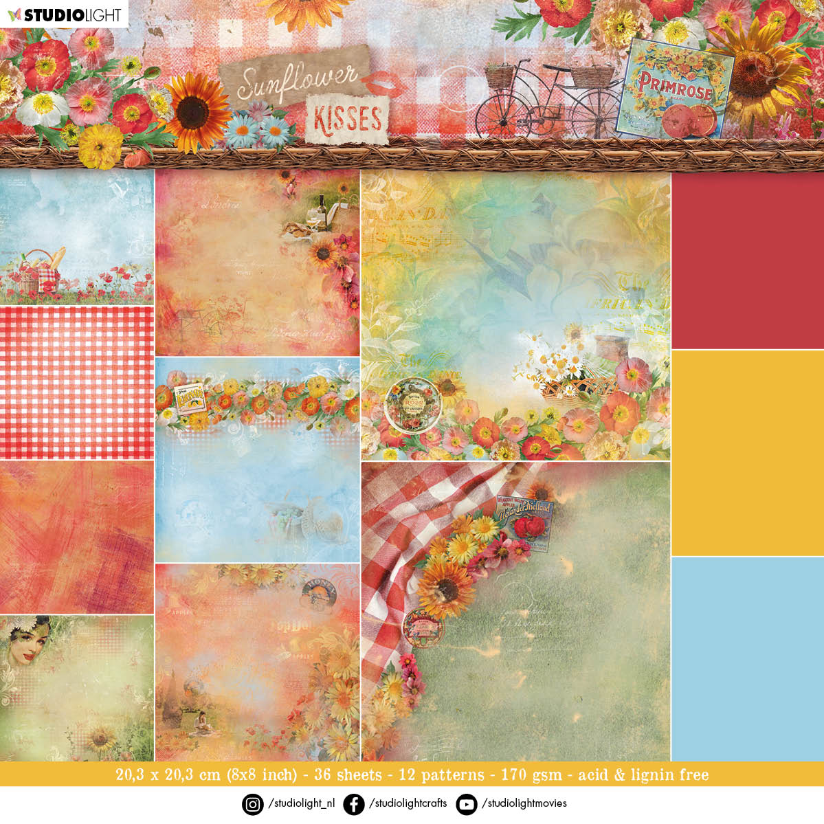 SL Paper Pad Background Paper Sunflower Kisses 203x203x9mm 36 SH nr.88