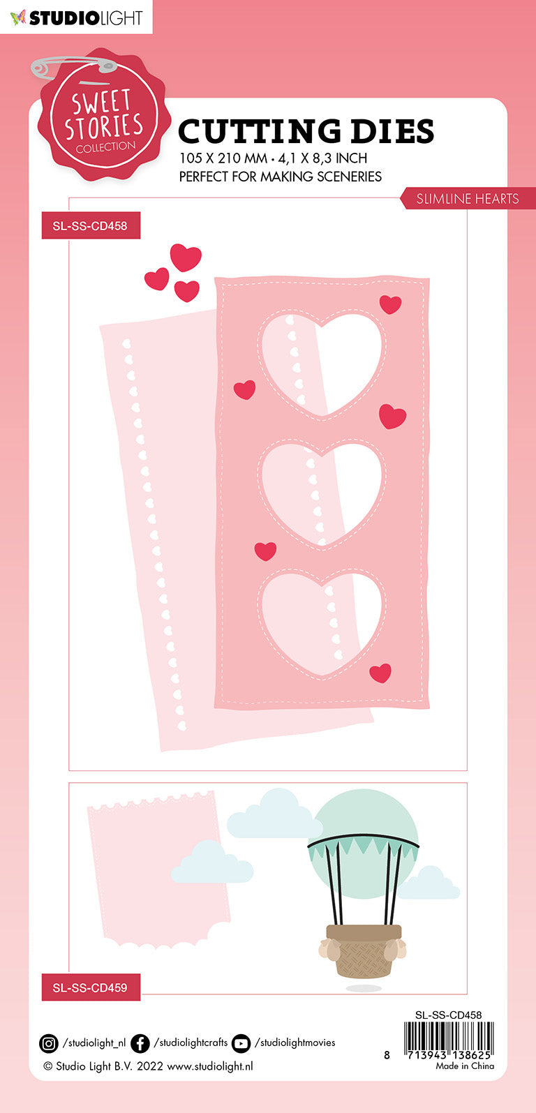 SL Cutting Die Slimline Hearts Sweet Stories 105x210x1mm 4 PC nr.458