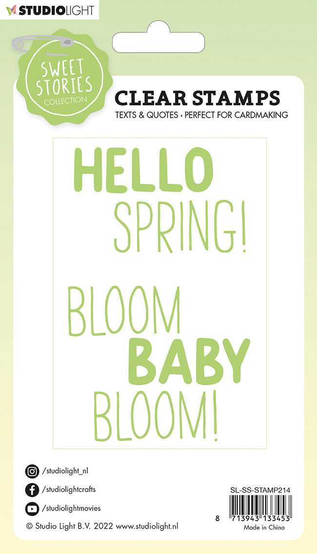 SS Clear Stamp Quotes Large Hello Spring Sweet Stories 105x148x3mm 4 PC nr.214