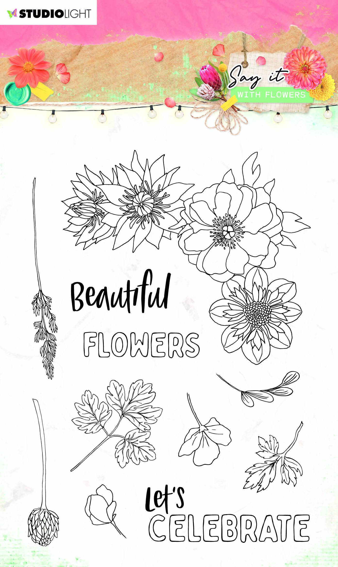 Clear Stamp Say it with Flowers 105x148mm nr.526