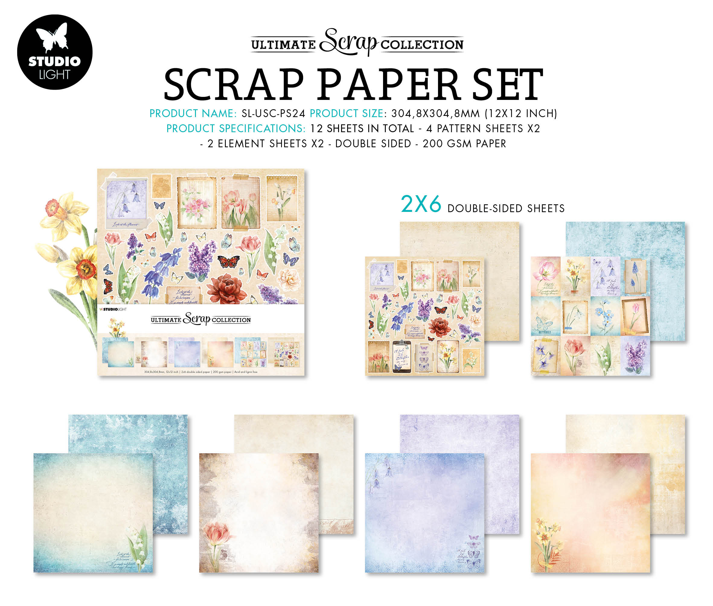 SL Paper Set Spring Grunge Ultimate Scrap Collection 304.8x304.8x1mm 12 SH nr.24