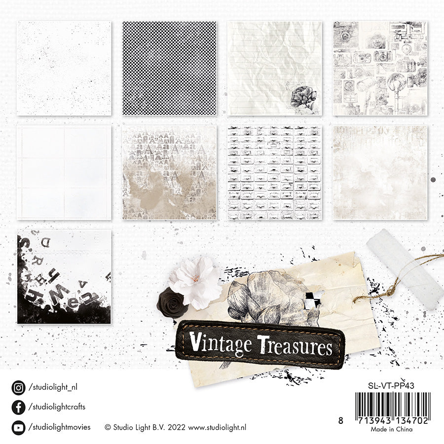 SL Paper Pad 9 Patterns - 170 GSM Vintage Treasures 152.4x152.4x9mm 36 SH nr.43