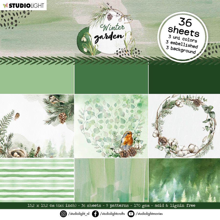 SL Paper Pad Greens Winter Garden 152,4x152,4x9mm 36 SH nr. 24