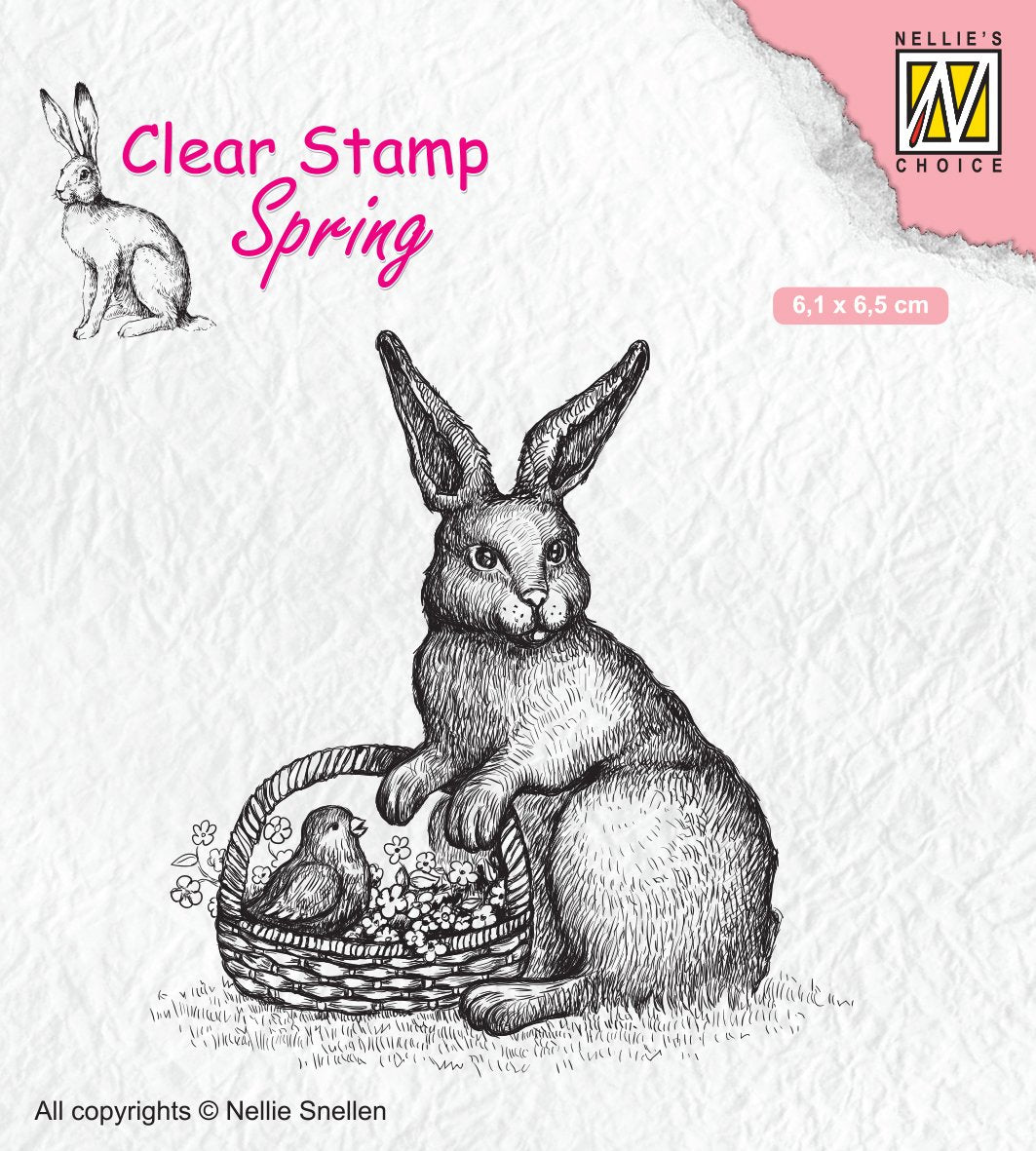 Clear Stamp Spring Easter Hare with Basket