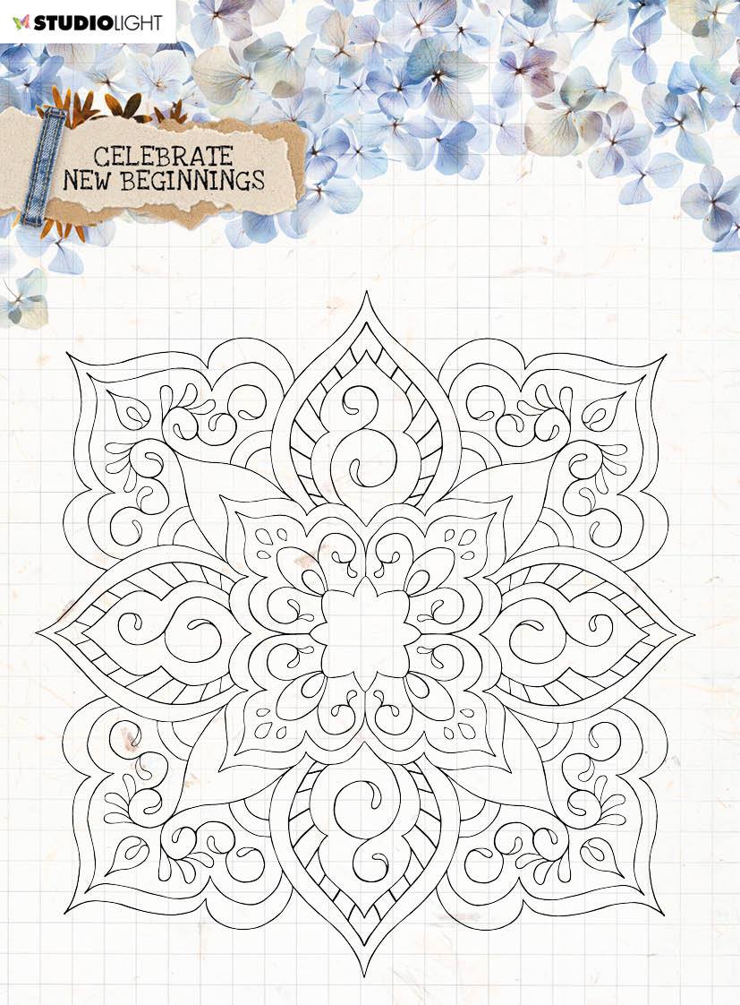 Clear Stamp background Celebrate New Beginnings 150x150mm nr.519