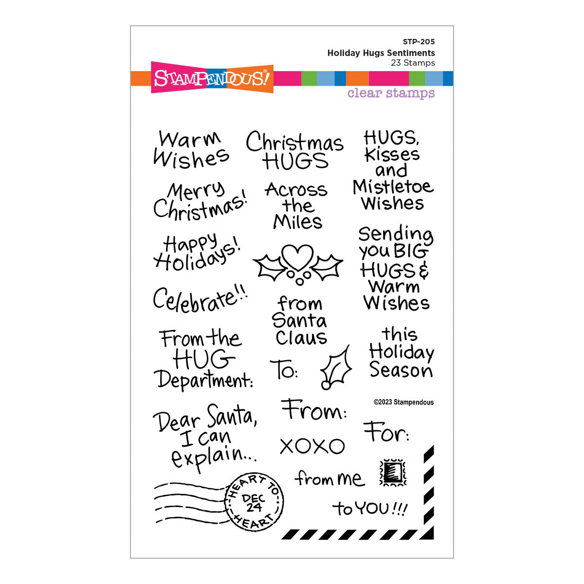 Holiday Hugs Sentiments Clear Stamp Set from the Holiday Hugs Collection by Stampendous