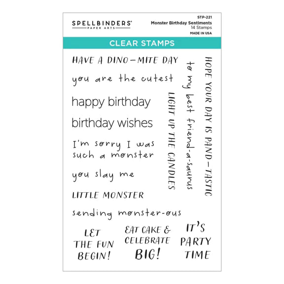 Monster Birthday Sentiments Clear Stamp Set from the Monster Birthday Collection