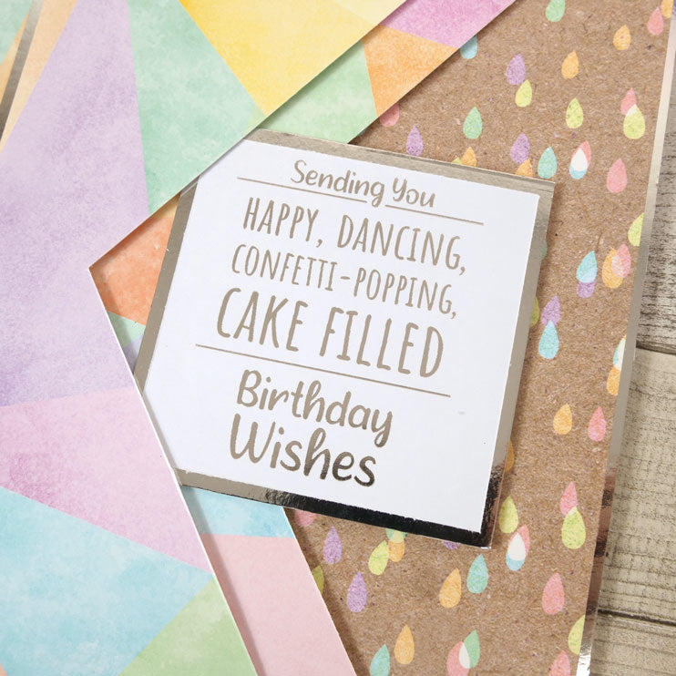 Trim Me! Foiled Insert Pad - Happy Birthdays Silver