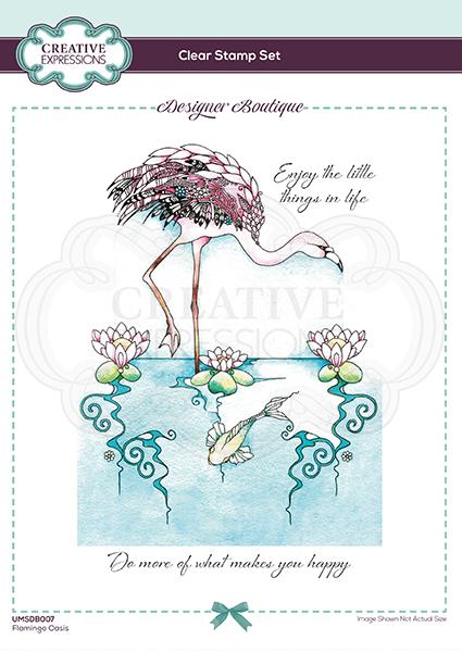 Designer Boutique Collection Flamingo Oasis A5 Clear Stamp