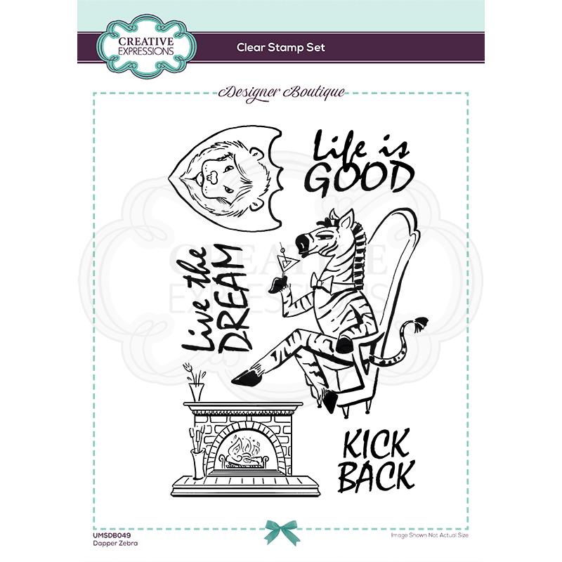 Creative Expressions Designer Boutique Collection Dapper Zebra A5 Clear Stamp