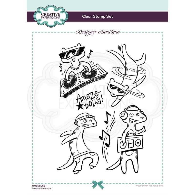 Creative Expressions Designer Boutique Collection Musical Meerkats A5 Clear Stamp