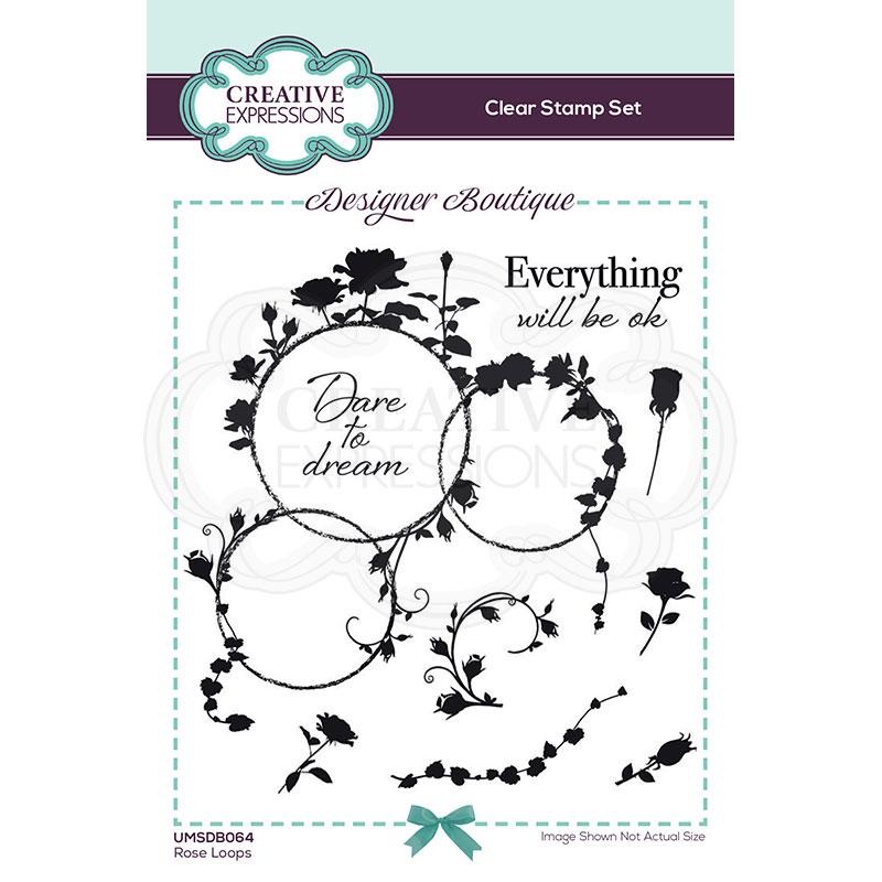 Creative Expressions Designer Boutique Collection Rose Loops A6 Clear Stamp Set