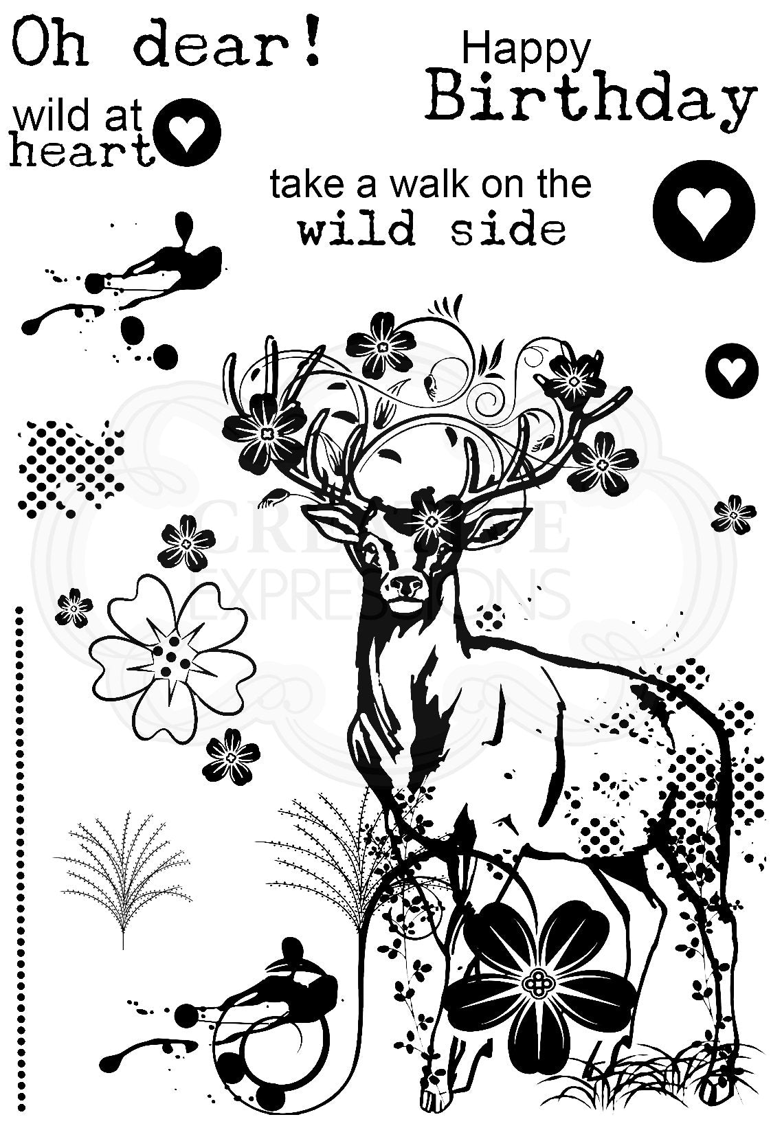 Creative Expressions Designer Boutique Woodland Walk Collection My Dear Deer A6 Clear Stamp Set