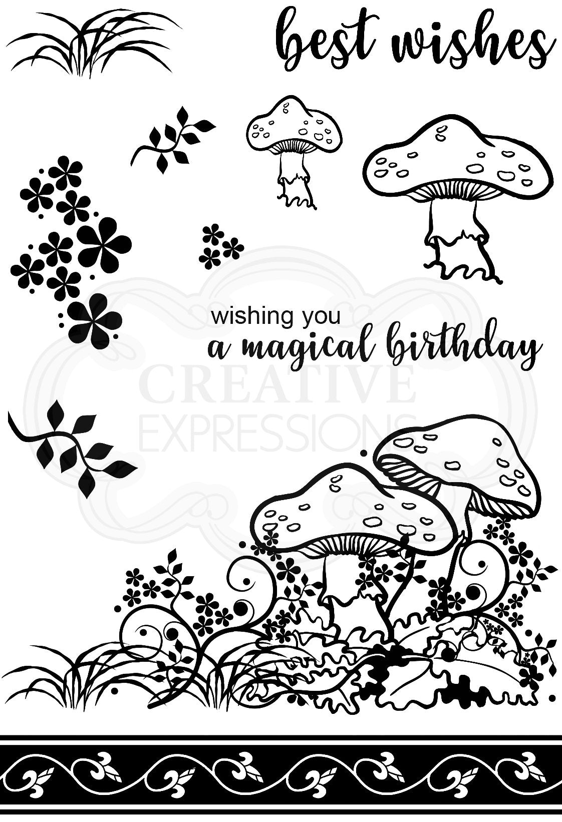 Creative Expressions Designer Boutique Woodland Walk Collection Tiptoe Amongst The Toadstools A6 Clear Stamp Set