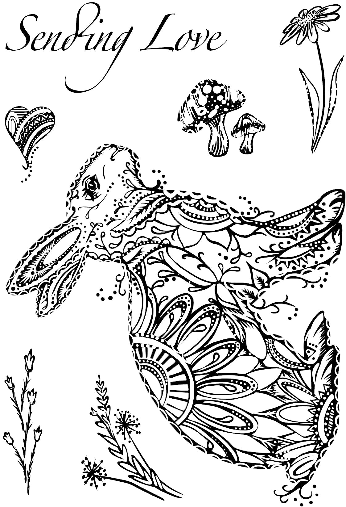 Creative Expressions Designer Boutique Doodle Bunny 6 in x 4 in Clear Stamp Set