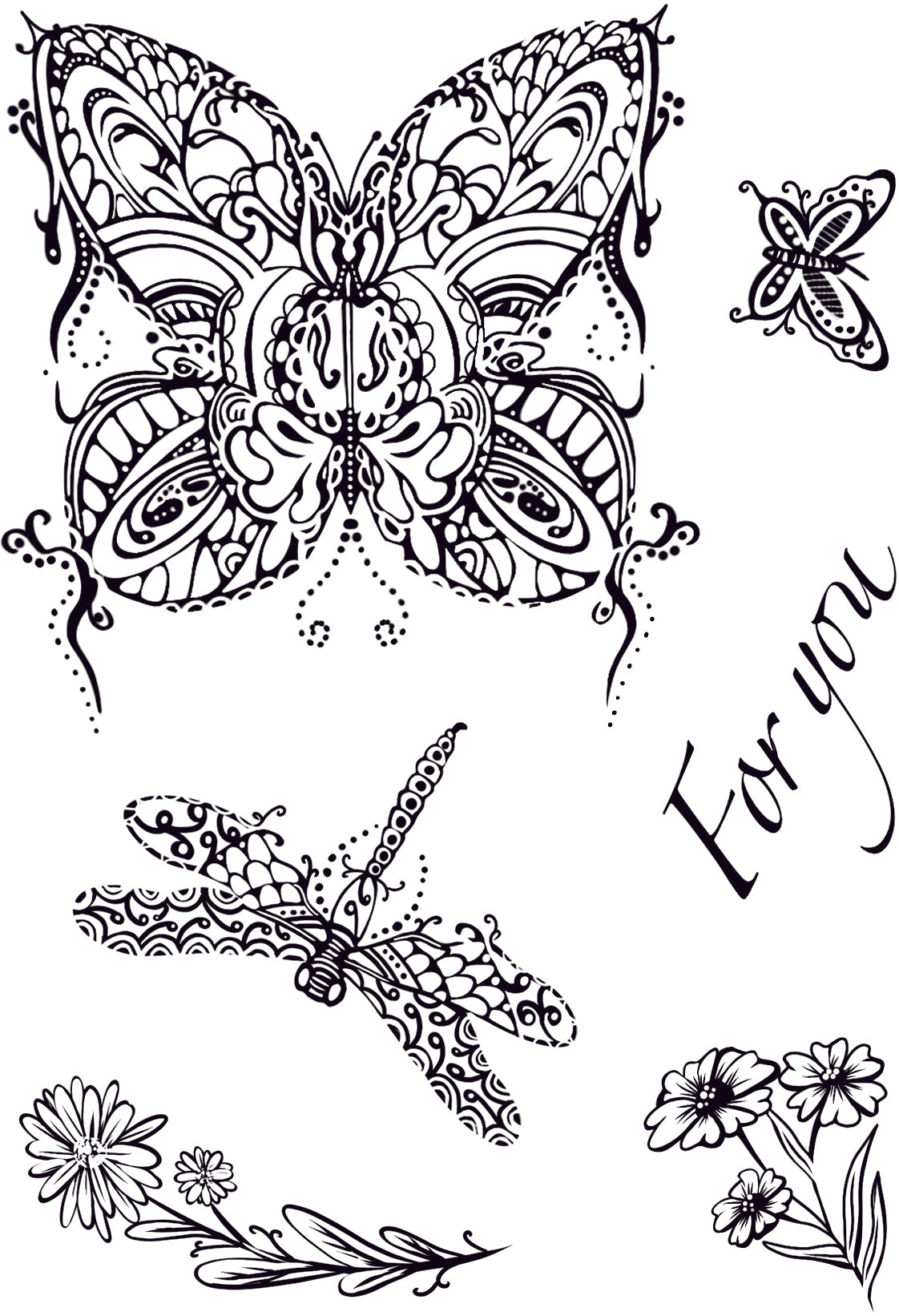 Creative Expressions Designer Boutique Doodle Butterfly 6 in x 4 in Clear Stamp Set