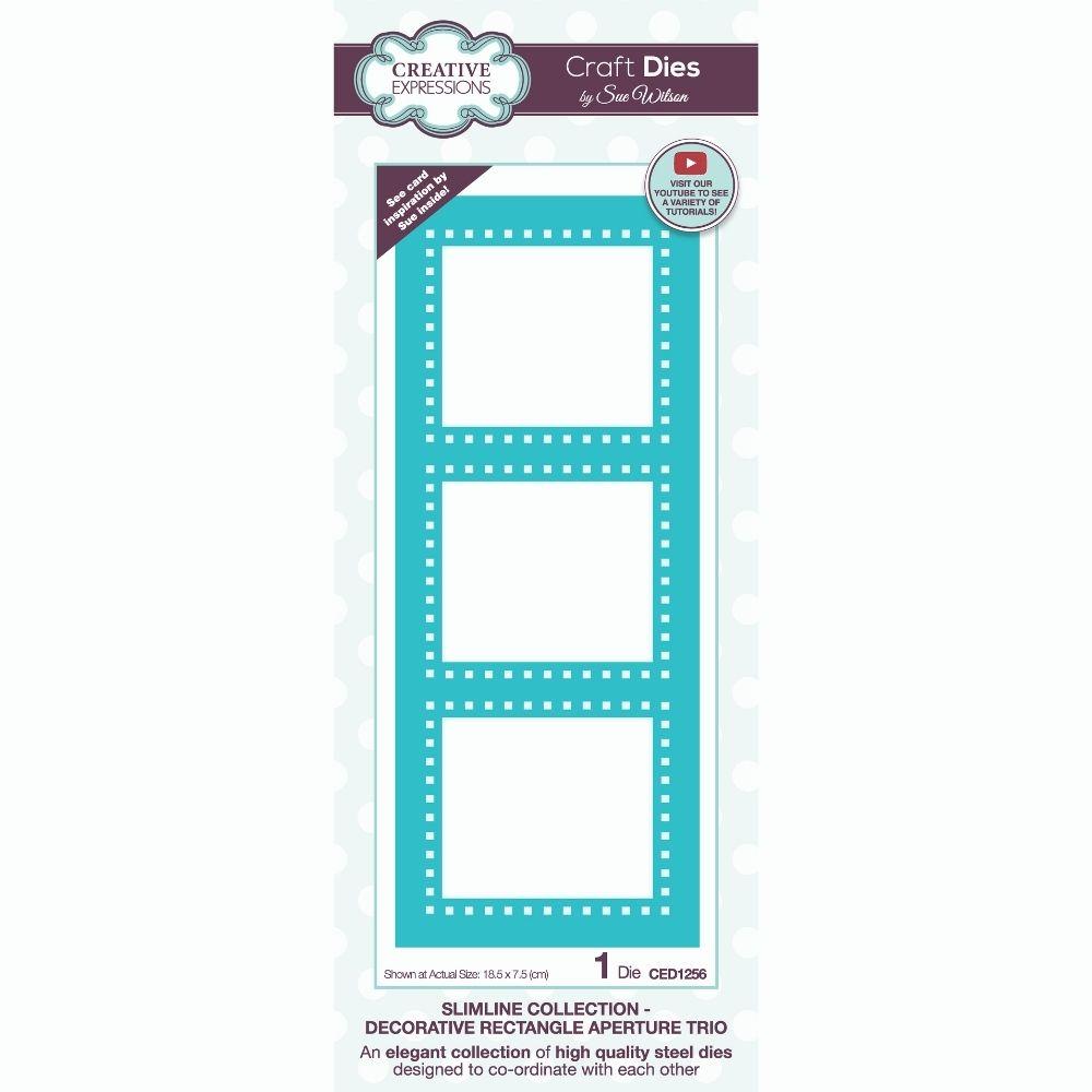 Sue Wilson Slimline Decorative Rectangle Aperture Trio Craft Die