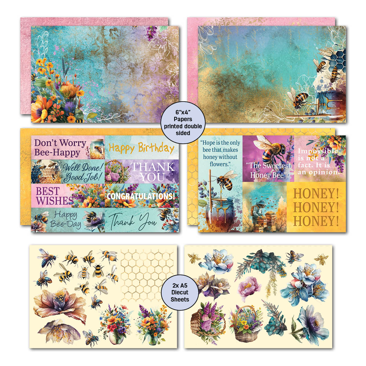 3Quarter Designs Bee Happy 6x4 Card Pack